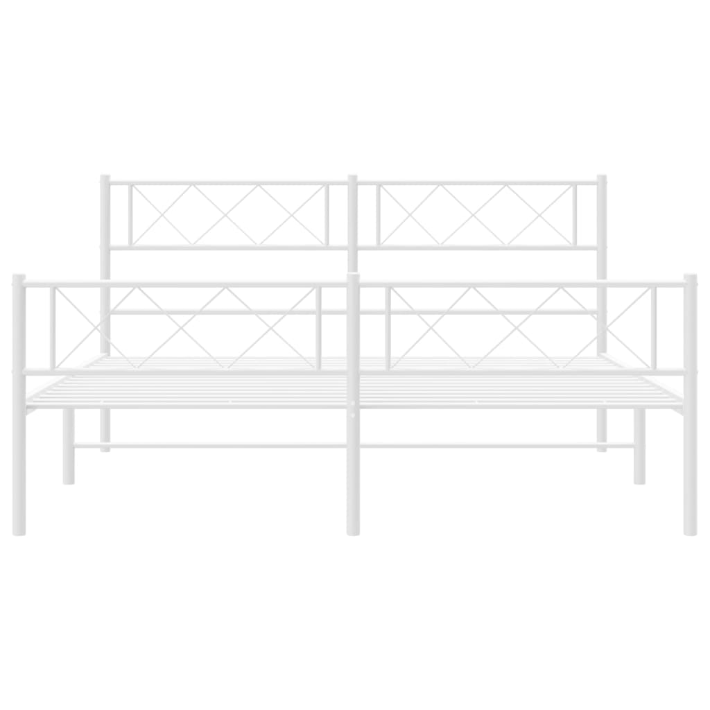 vidaXL Metal Bed Frame without Mattress with Footboard White 140x200cm