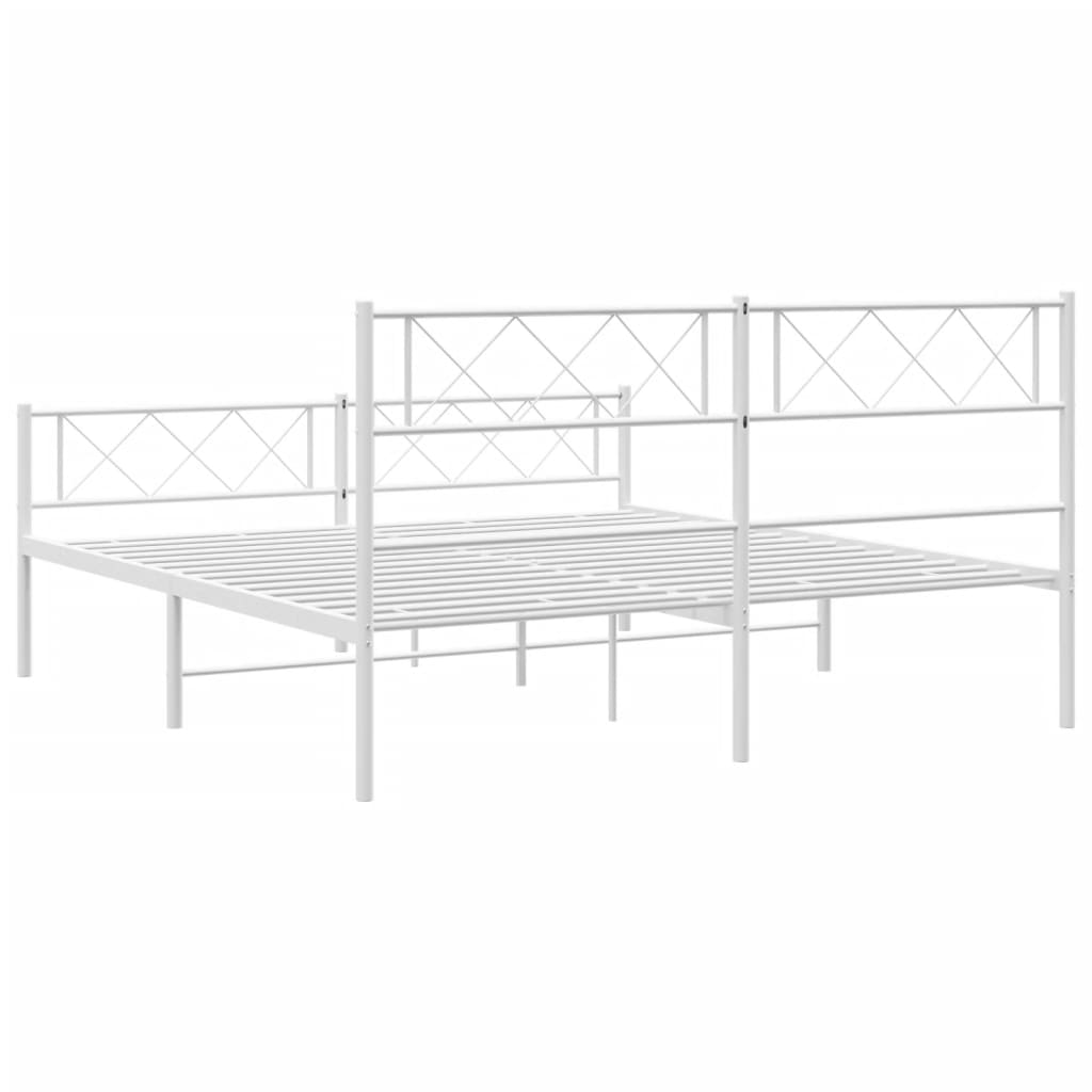 vidaXL Metal Bed Frame without Mattress with Footboard White 140x200cm