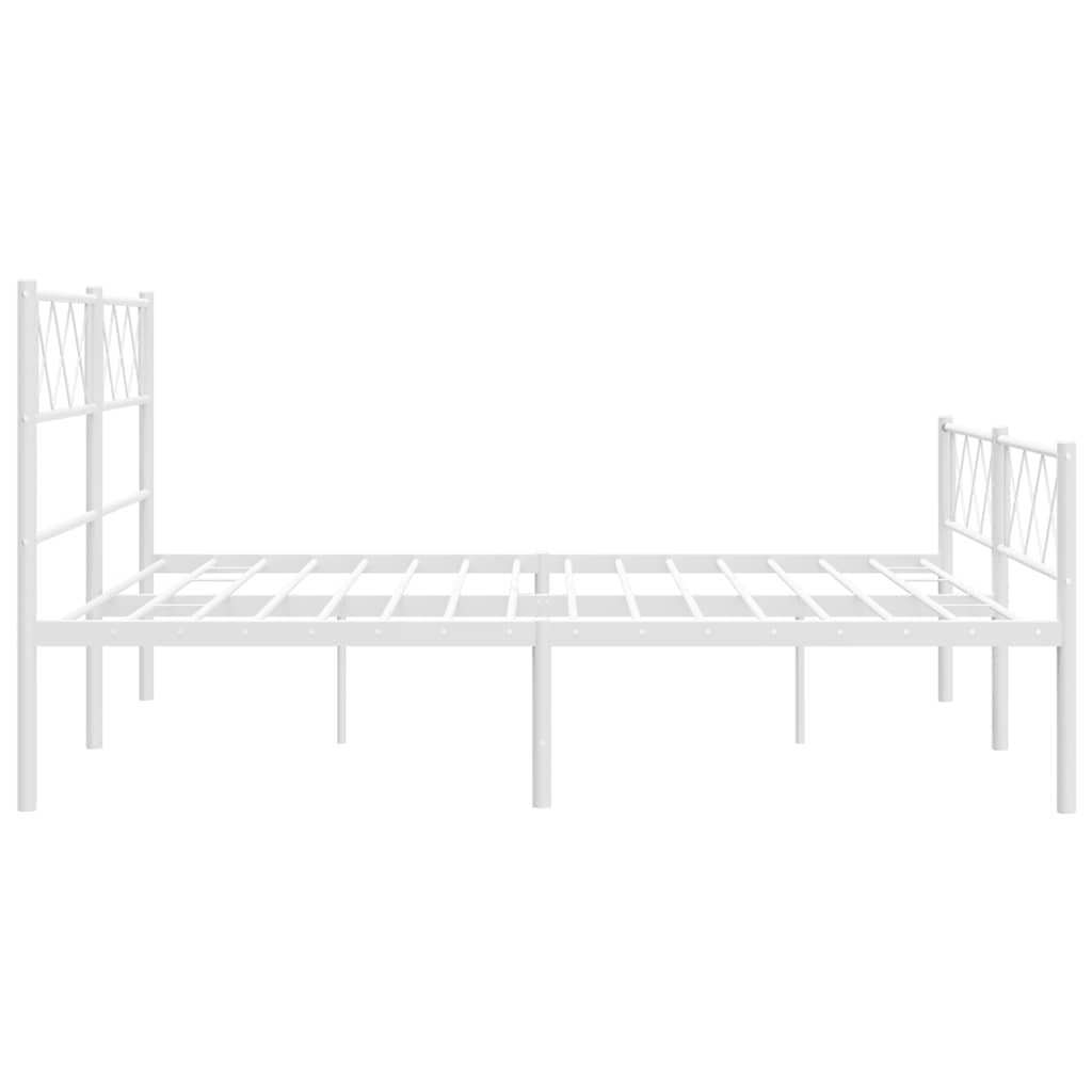 Metal Bed Frame without Mattress with Footboard White 150x200cm