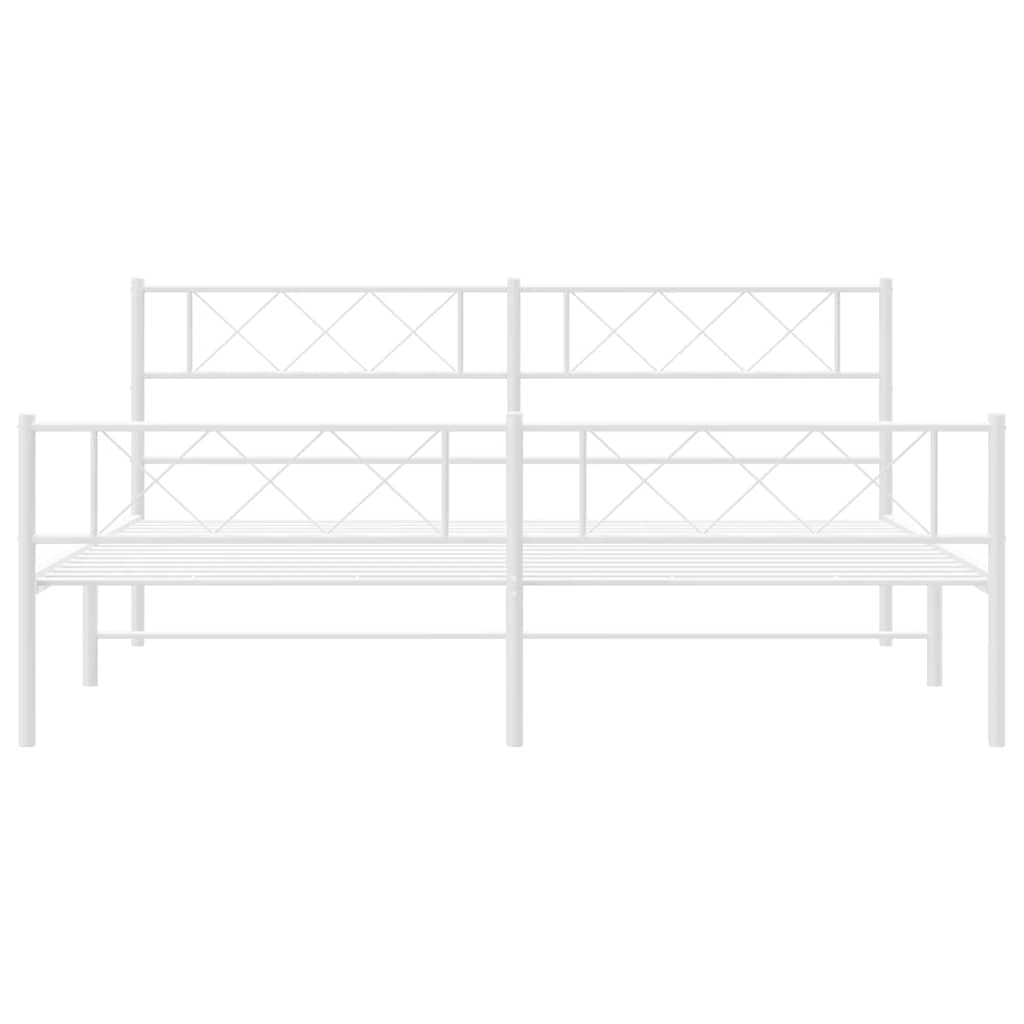 Metal Bed Frame without Mattress with Footboard White 183x213cm