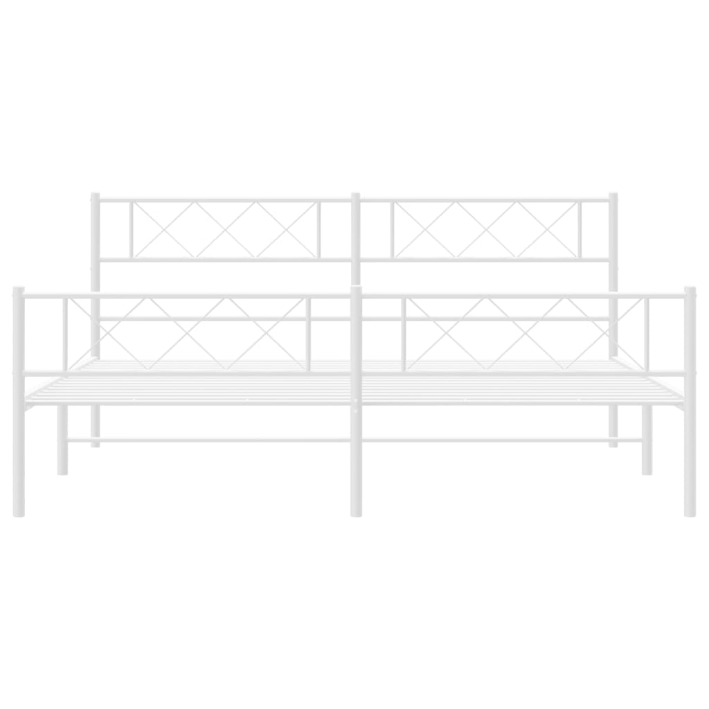 vidaXL Metal Bed Frame without Mattress with Footboard White 193x203cm