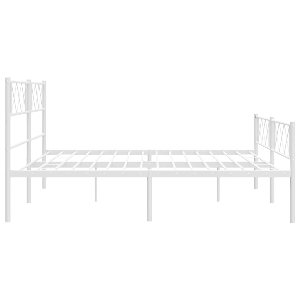 vidaXL Metal Bed Frame without Mattress with Footboard White 193x203cm