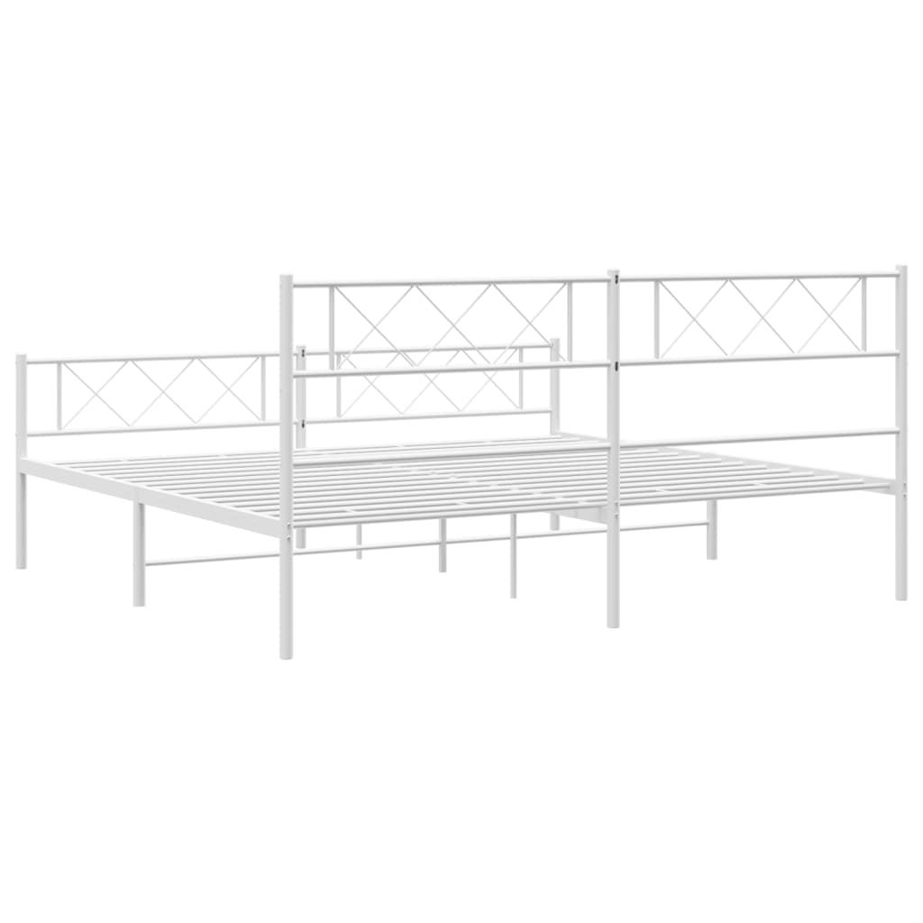 vidaXL Metal Bed Frame without Mattress with Footboard White 193x203cm