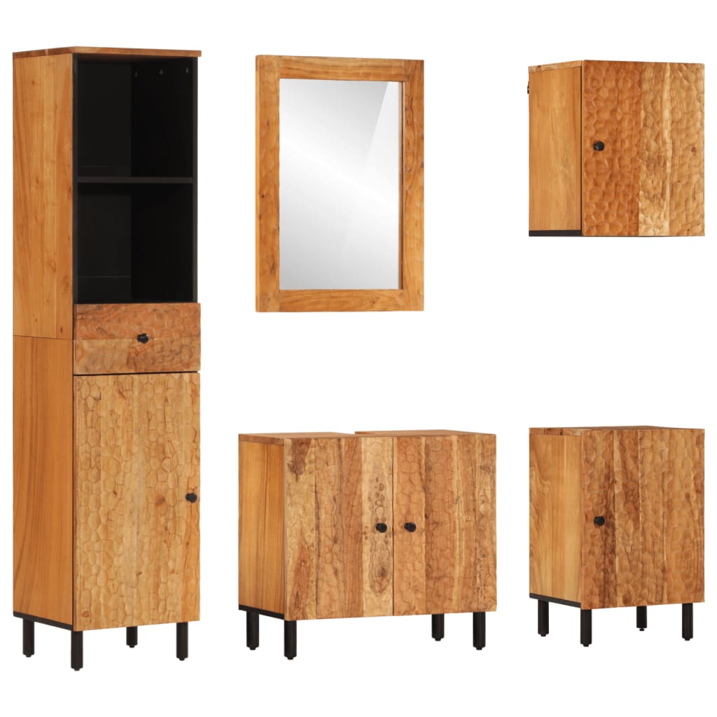 vidaXL 5 Piece Bathroom Cabinet Set Solid Wood Acacia