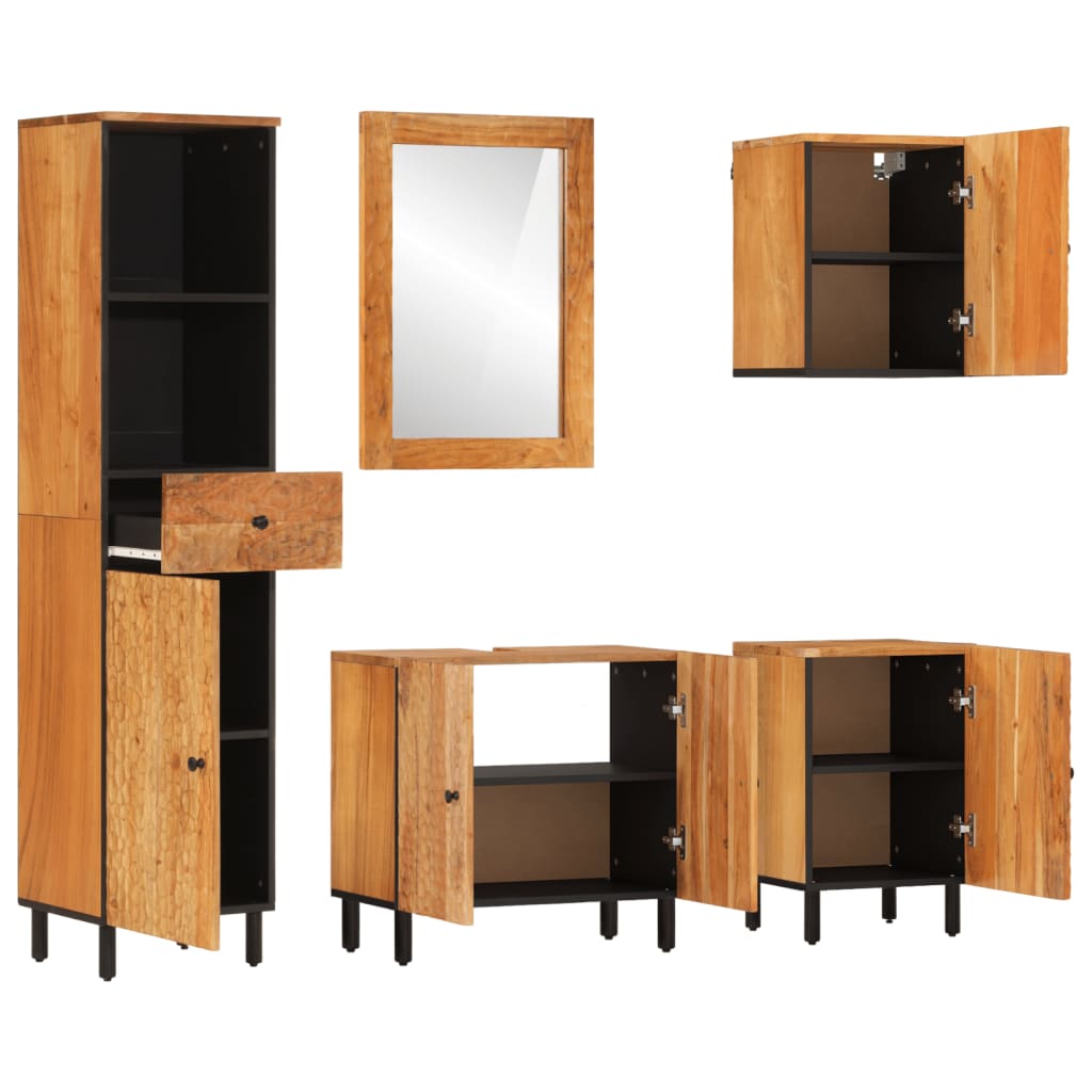 vidaXL 5 Piece Bathroom Cabinet Set Solid Wood Acacia