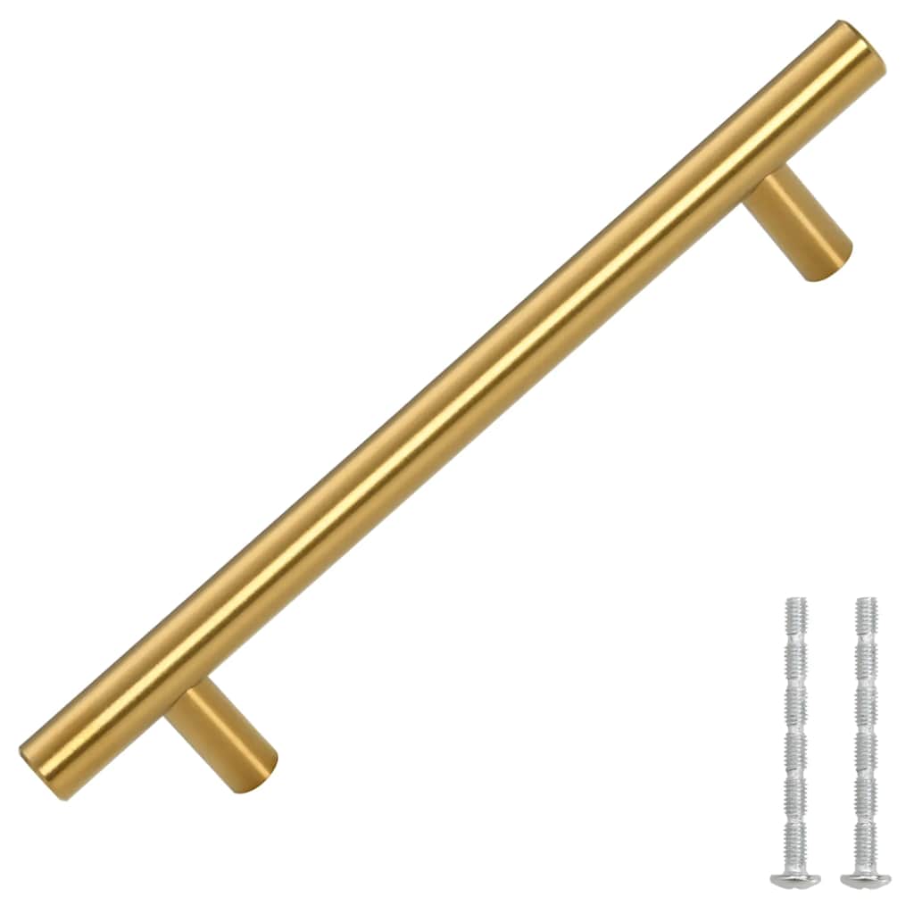 Cabinet Handles 10 pcs Gold Hole Centre 128 mm Overall Length 192 mm Stainless Steel