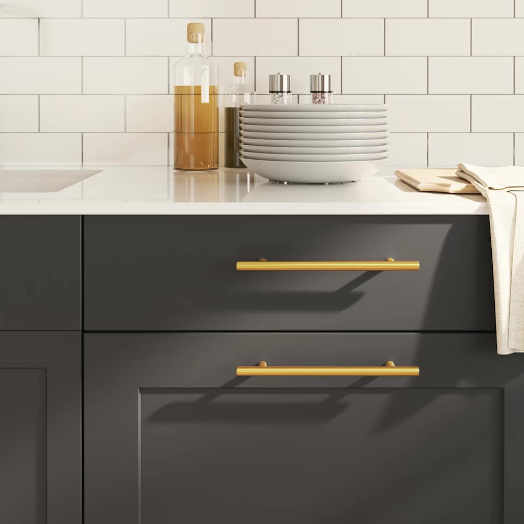 Cabinet Handles 10 pcs Gold Hole Centre 160 mm Overall Length 224 mm Stainless Steel