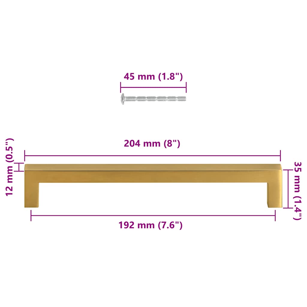 Cabinet Handles 5 pcs Gold 192 mm Stainless Steel