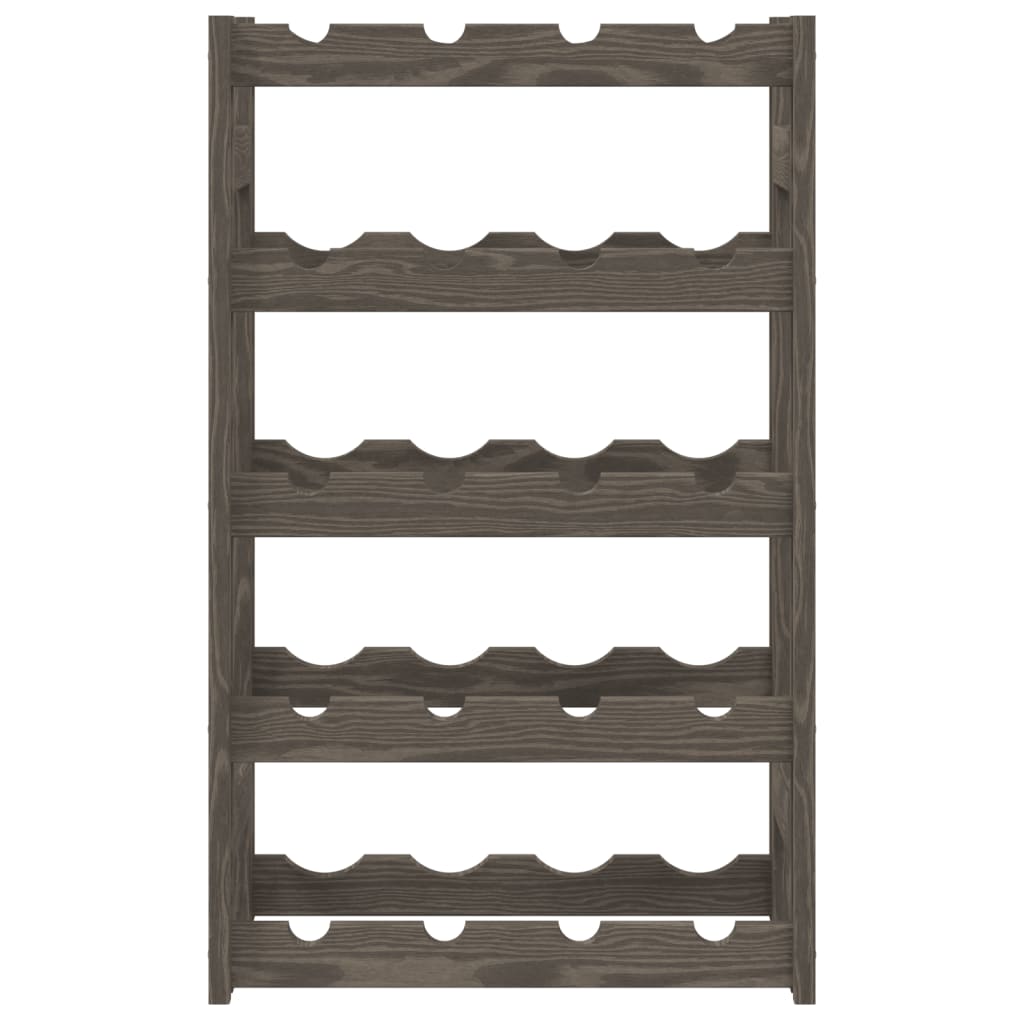 vidaXL Wine Rack for 20 Bottles Grey Solid Wood Pine