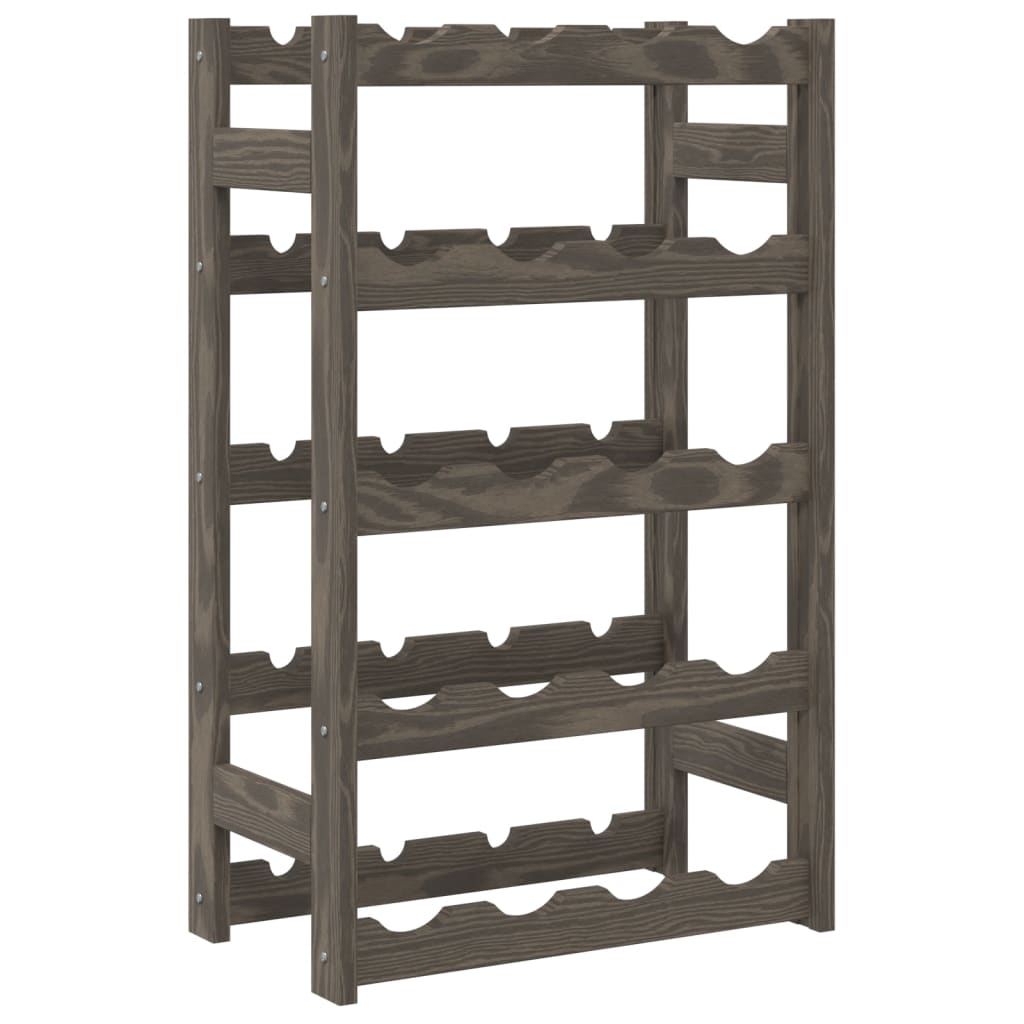 vidaXL Wine Rack for 20 Bottles Grey Solid Wood Pine