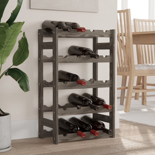 vidaXL Wine Rack for 20 Bottles Grey Solid Wood Pine