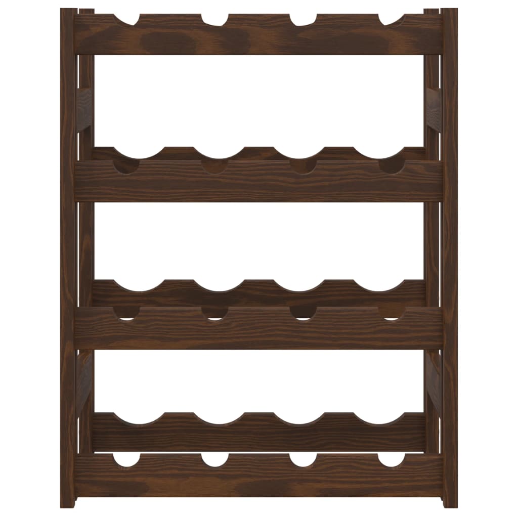 Wine Rack for 16 Bottles Brown Solid Wood Pine