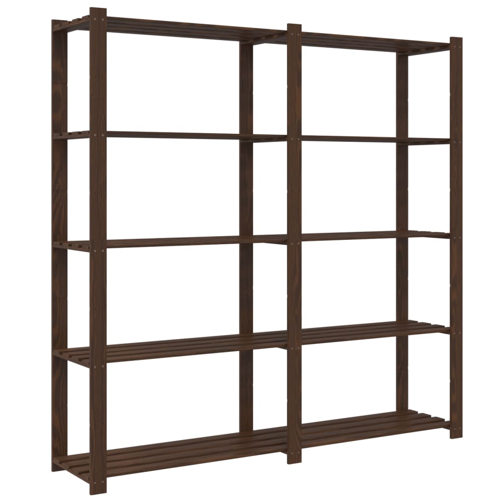 vidaXL 5-Tier Storage Rack Brown 170x38x170 cm Solid Wood Pine