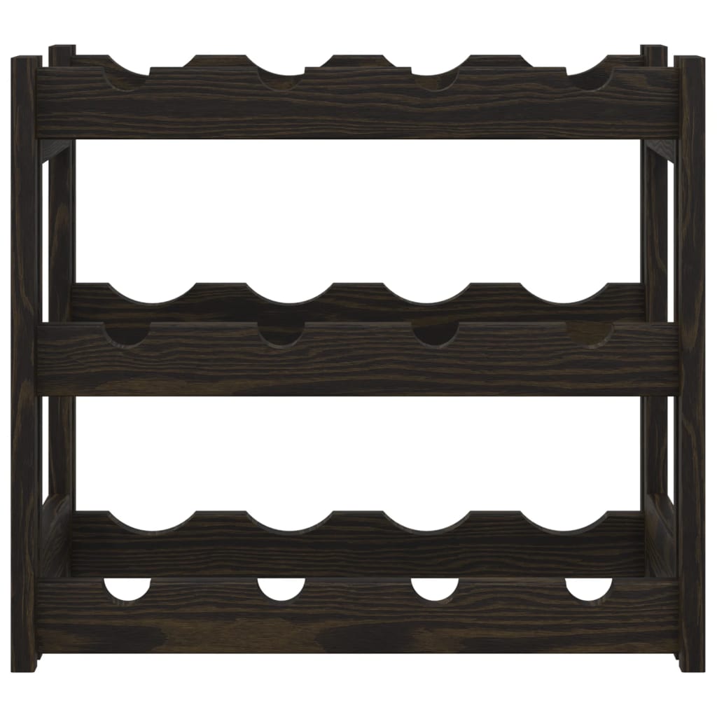 vidaXL Wine Rack for 12 Bottles Black Solid Wood Pine