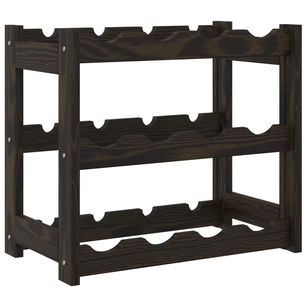 vidaXL Wine Rack for 12 Bottles Black Solid Wood Pine