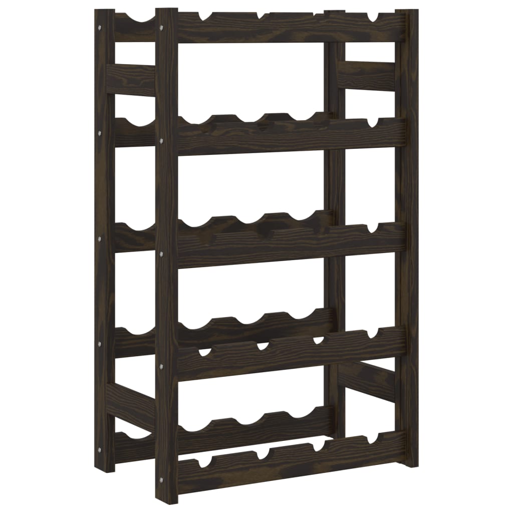 vidaXL Wine Rack for 20 Bottles Black Solid Wood Pine