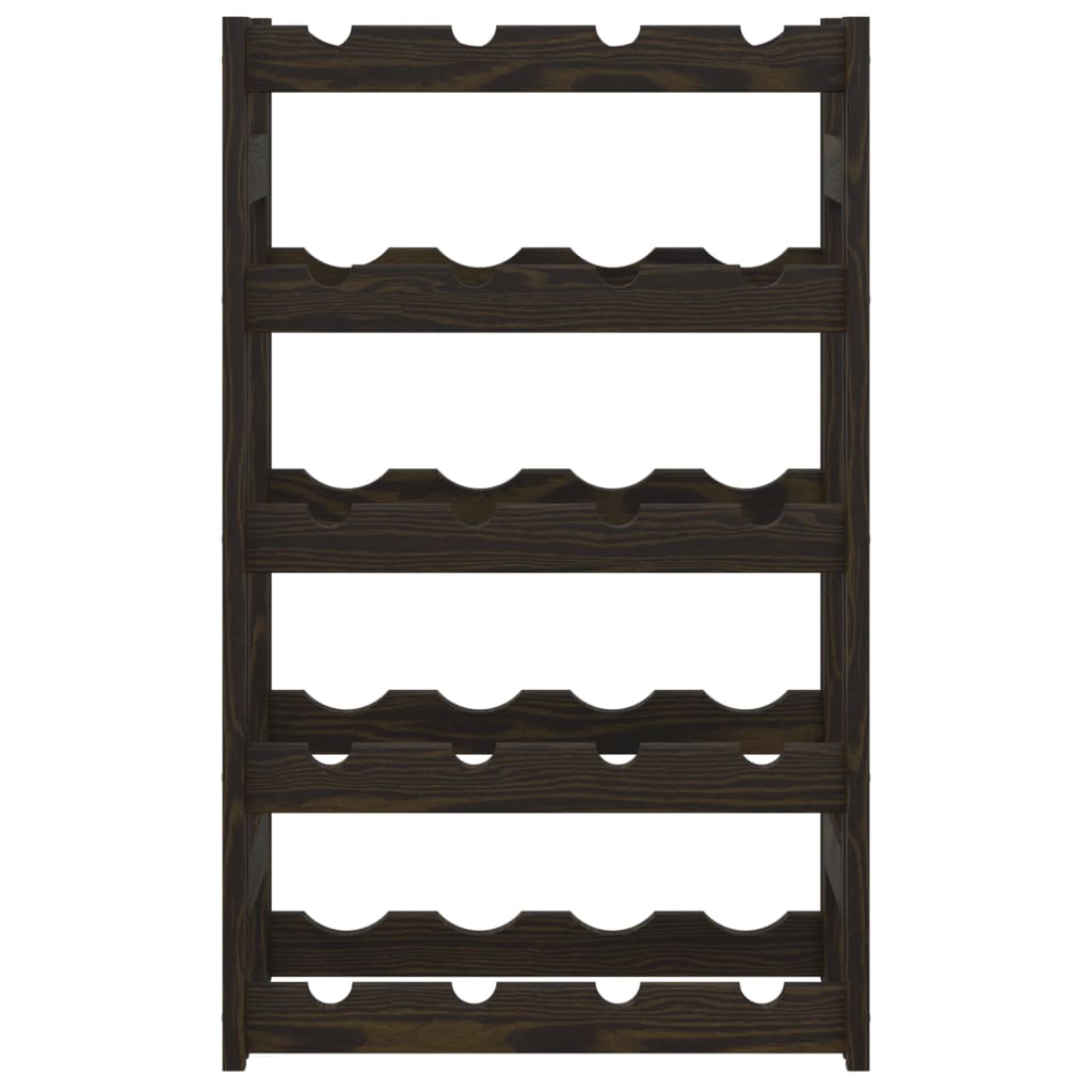 vidaXL Wine Rack for 20 Bottles Black Solid Wood Pine