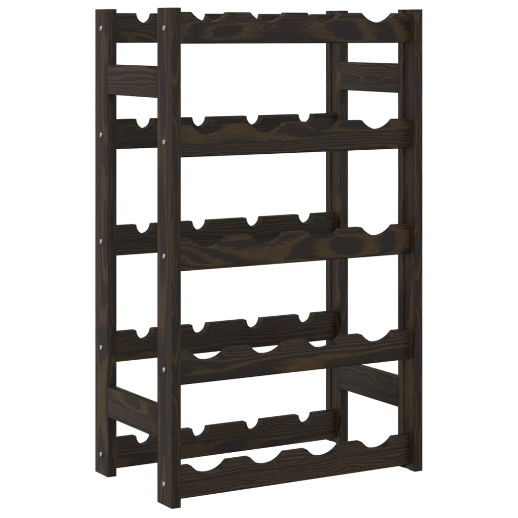 vidaXL Wine Rack for 20 Bottles Black Solid Wood Pine