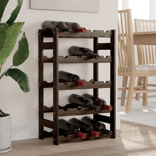 vidaXL Wine Rack for 20 Bottles Black Solid Wood Pine