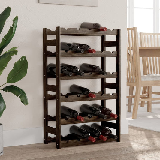 vidaXL Wine Rack for 30 Bottles Black Solid Wood Pine