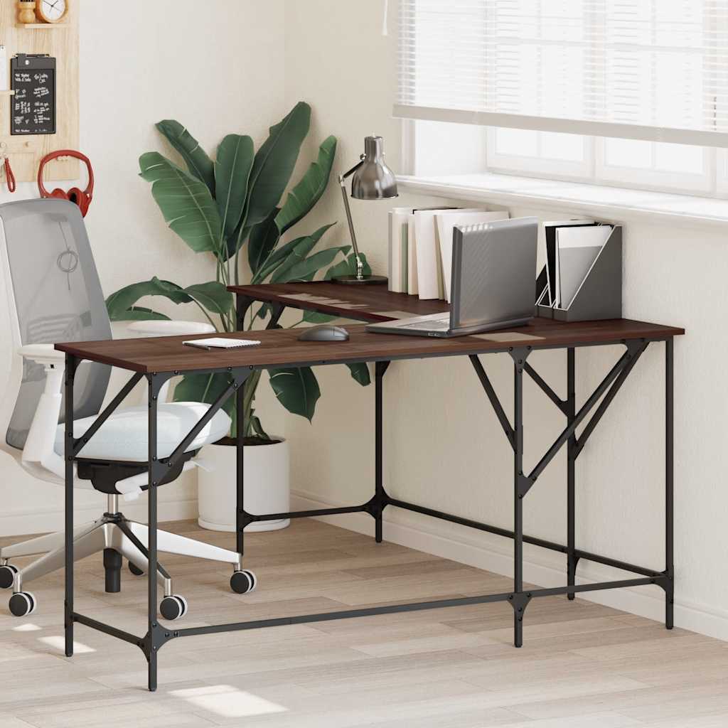 Desk Brown Oak 149x149x75 cm Engineered Wood