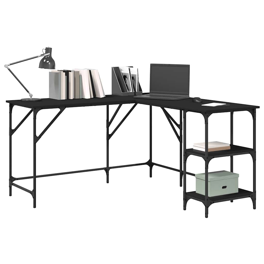 Desk Black 139x139x75 cm Engineered Wood