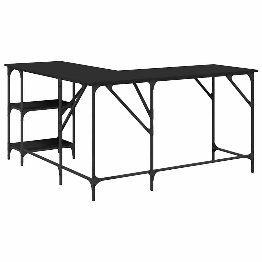 Desk Black 139x139x75 cm Engineered Wood