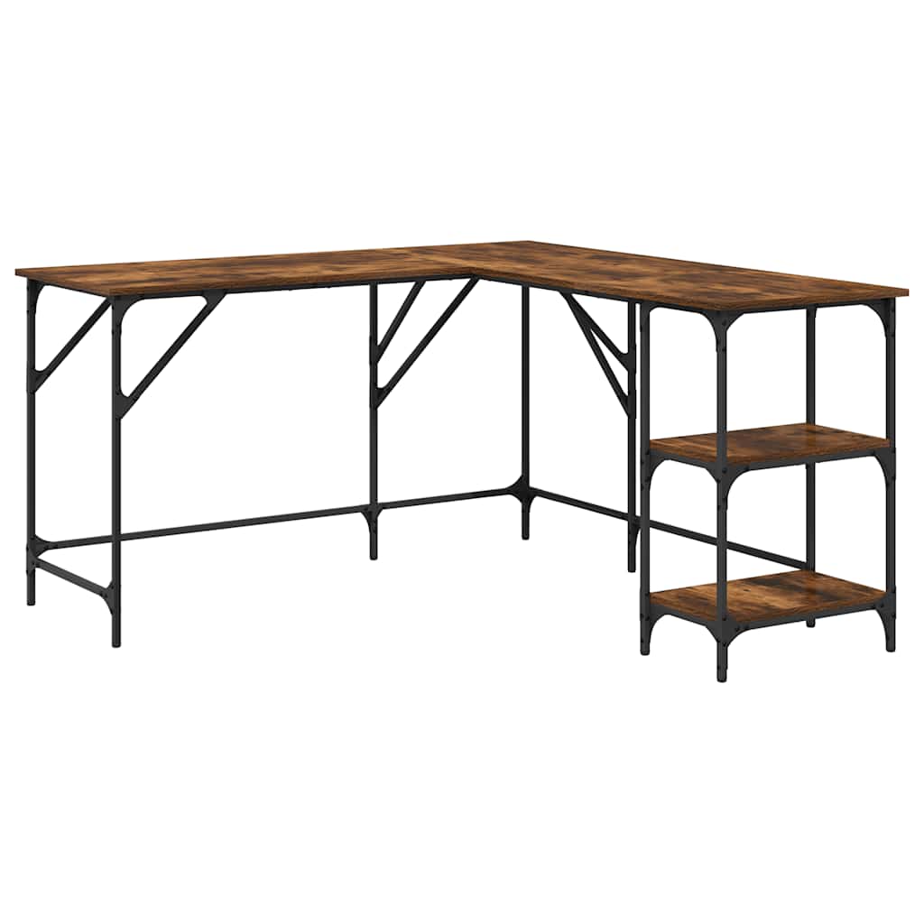 Desk Smoked Oak 139x139x75 cm Engineered Wood