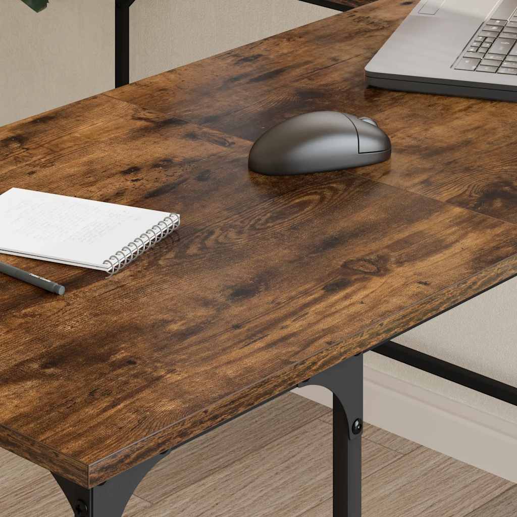 Desk Smoked Oak 139x139x75 cm Engineered Wood
