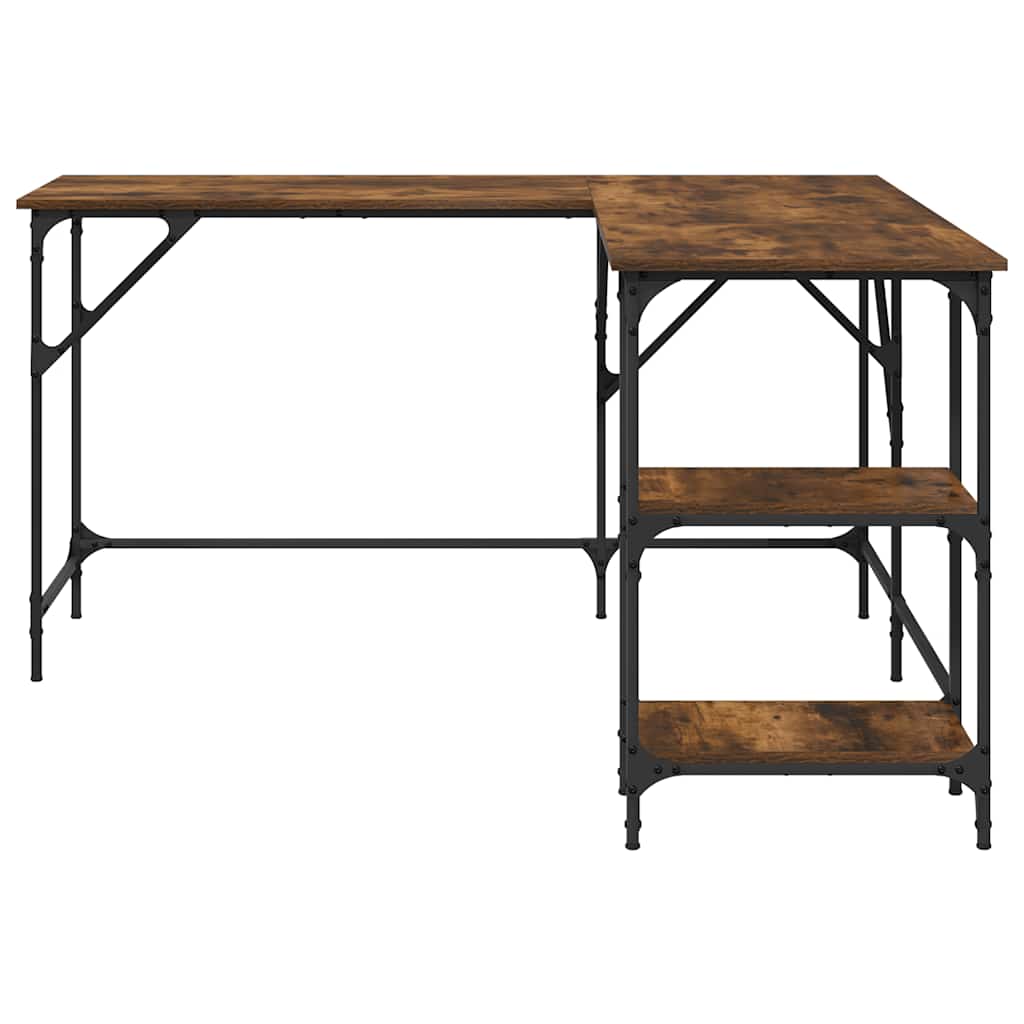 Desk Smoked Oak 139x139x75 cm Engineered Wood