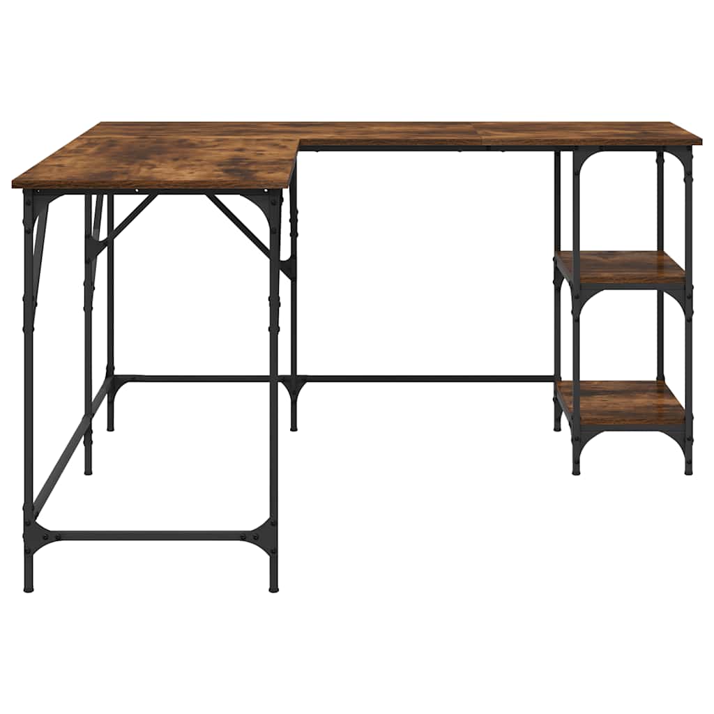 Desk Smoked Oak 139x139x75 cm Engineered Wood