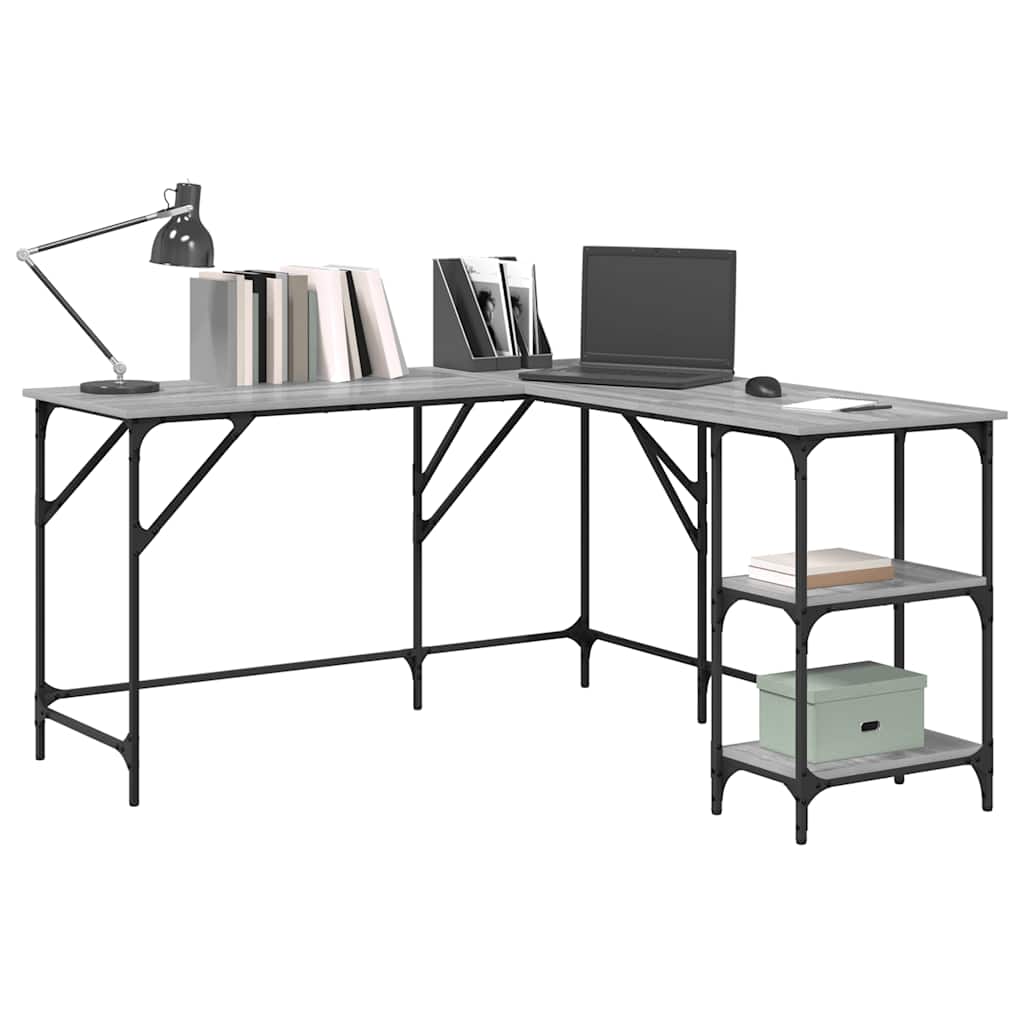 Desk Grey Sonoma 139x139x75 cm Engineered Wood