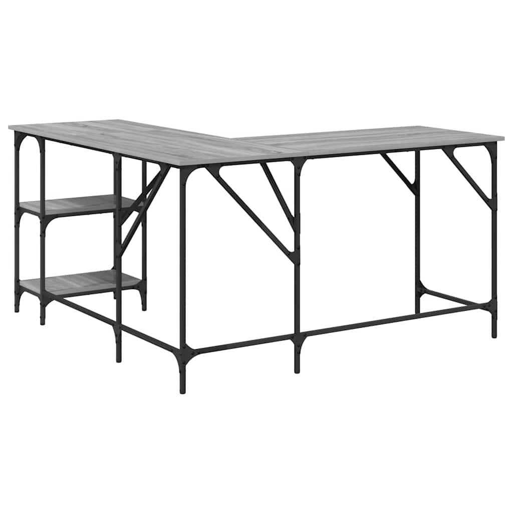 Desk Grey Sonoma 139x139x75 cm Engineered Wood