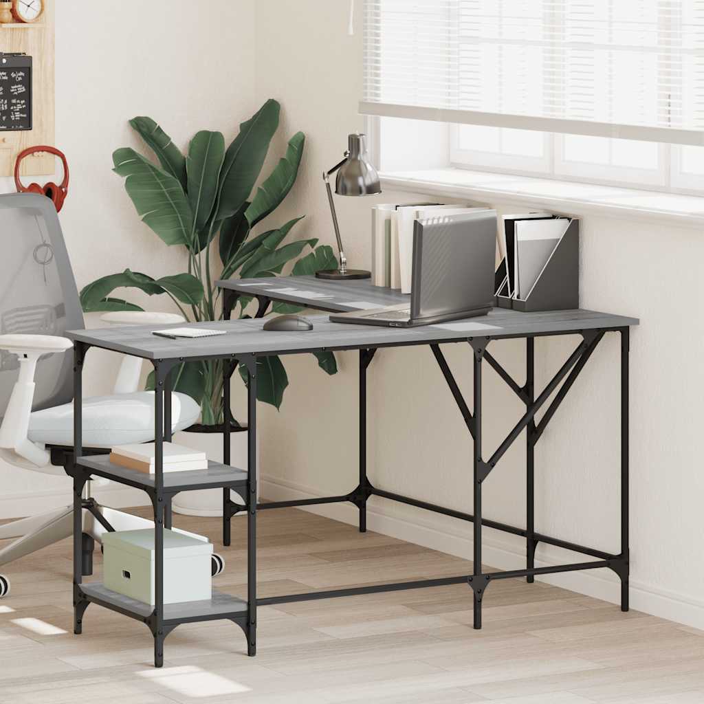 Desk Grey Sonoma 139x139x75 cm Engineered Wood