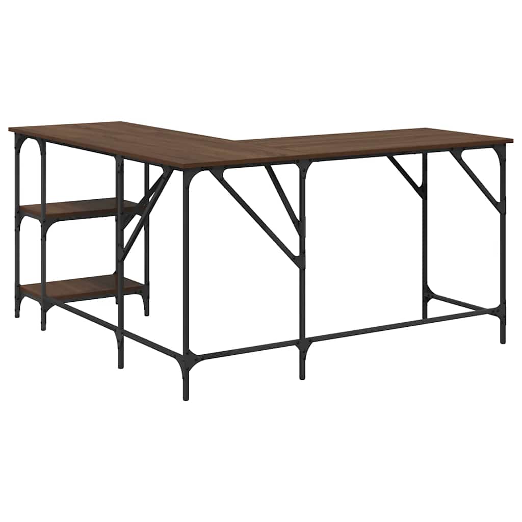 Desk Brown Oak 139x139x75 cm Engineered Wood