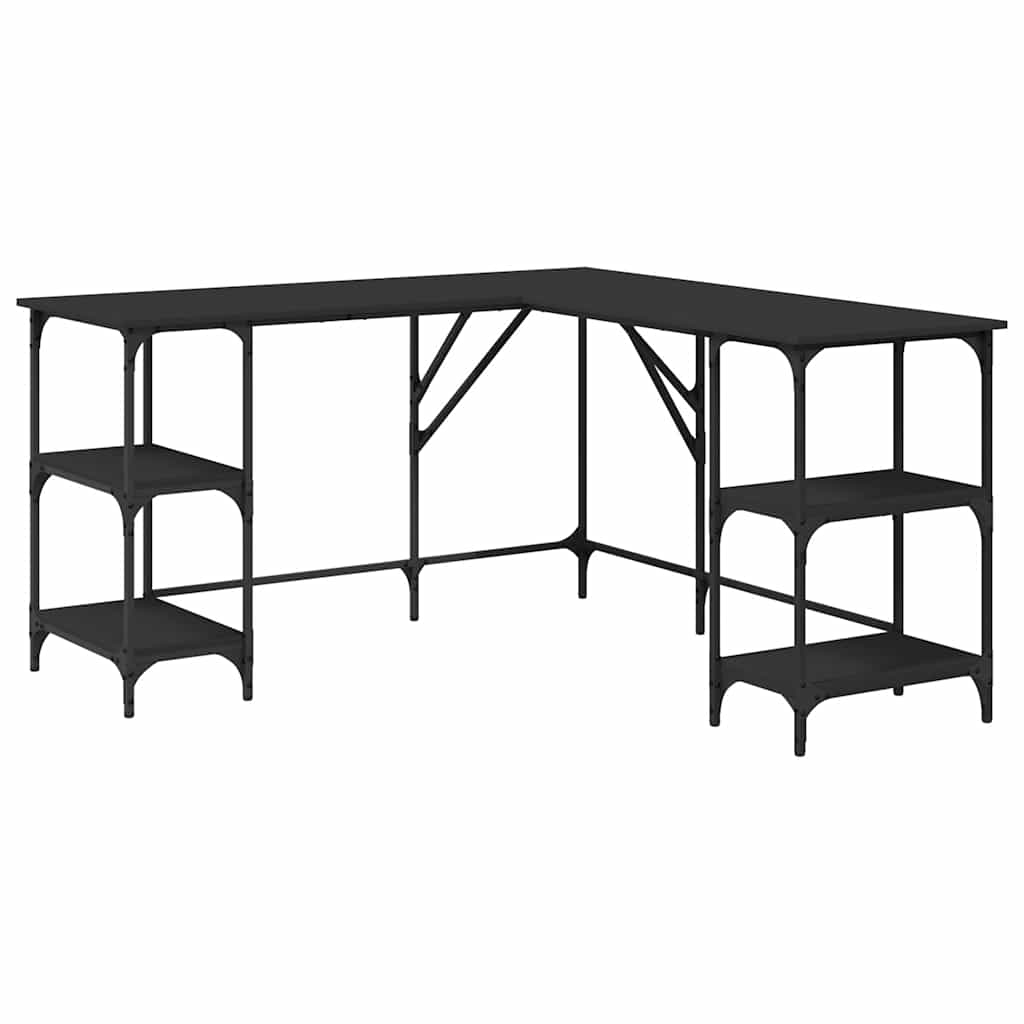 Desk Black 139x139x75 cm Engineered Wood