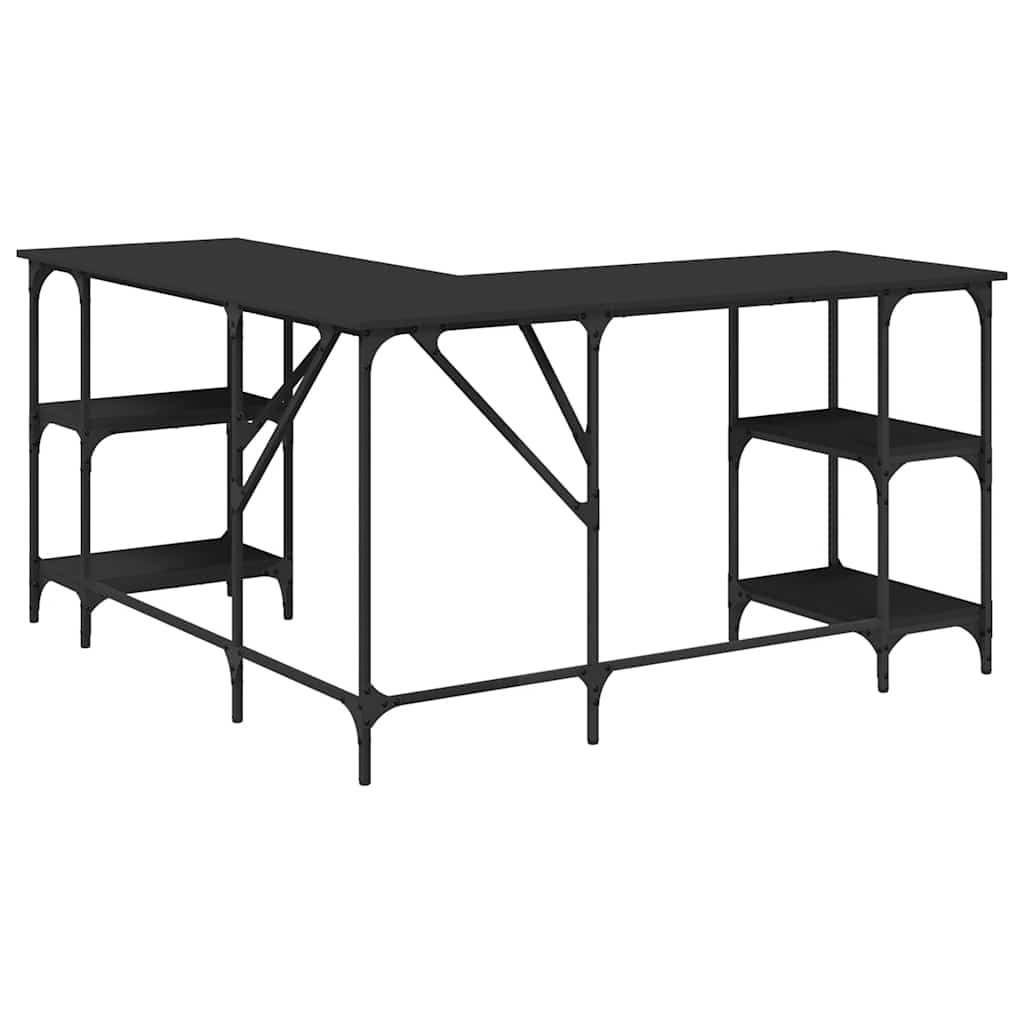 Desk Black 139x139x75 cm Engineered Wood
