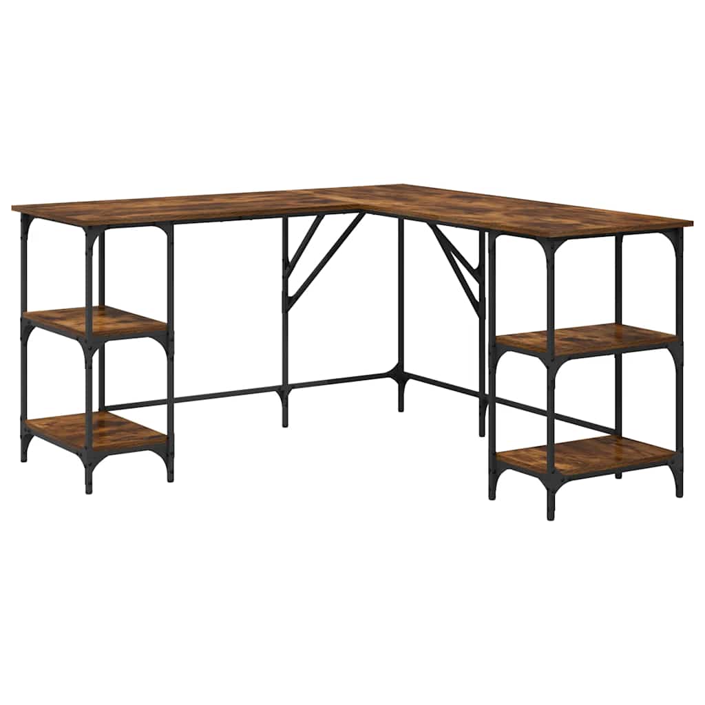 Desk Smoked Oak 139x139x75 cm Engineered Wood