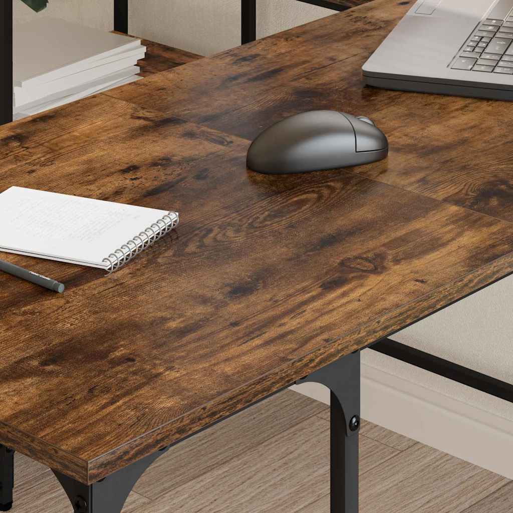Desk Smoked Oak 139x139x75 cm Engineered Wood