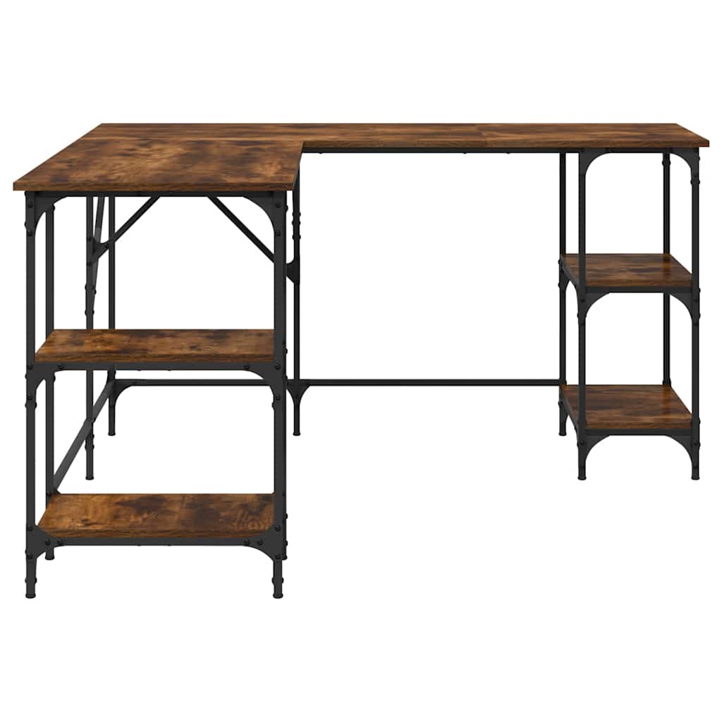 Desk Smoked Oak 139x139x75 cm Engineered Wood