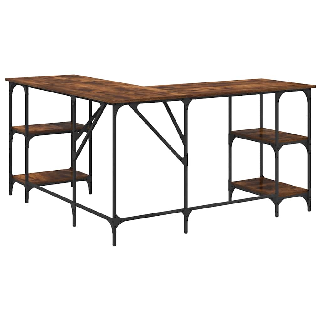 Desk Smoked Oak 139x139x75 cm Engineered Wood