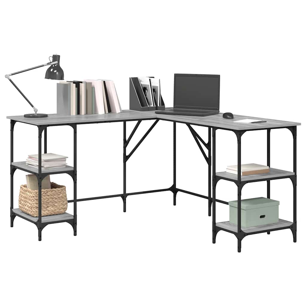 Desk Grey Sonoma 139x139x75 cm Engineered Wood