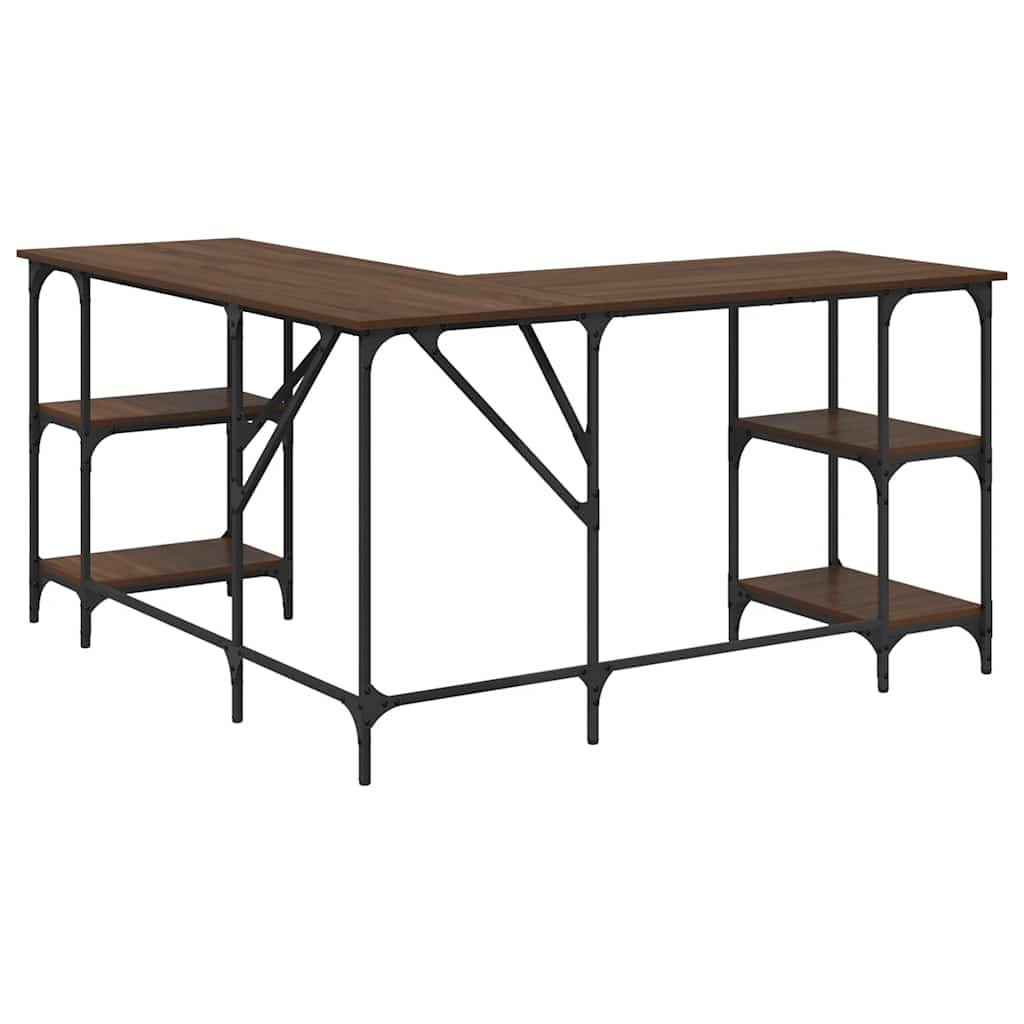 Desk Brown Oak 139x139x75 cm Engineered Wood
