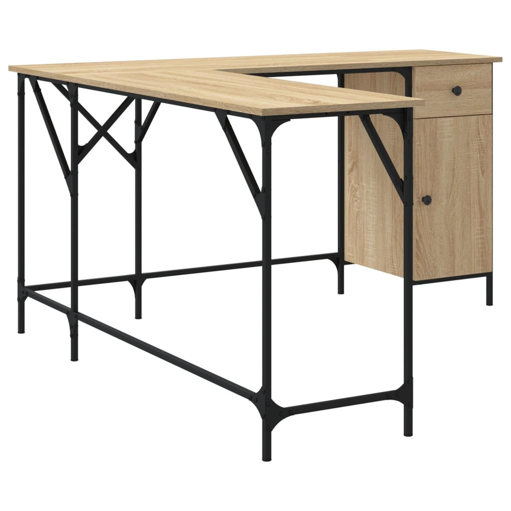 vidaXL Desk Sonoma Oak 141x141x75 cm Engineered Wood