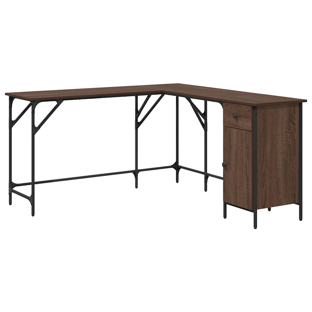 Desk Brown Oak 141x141x75 cm Engineered Wood