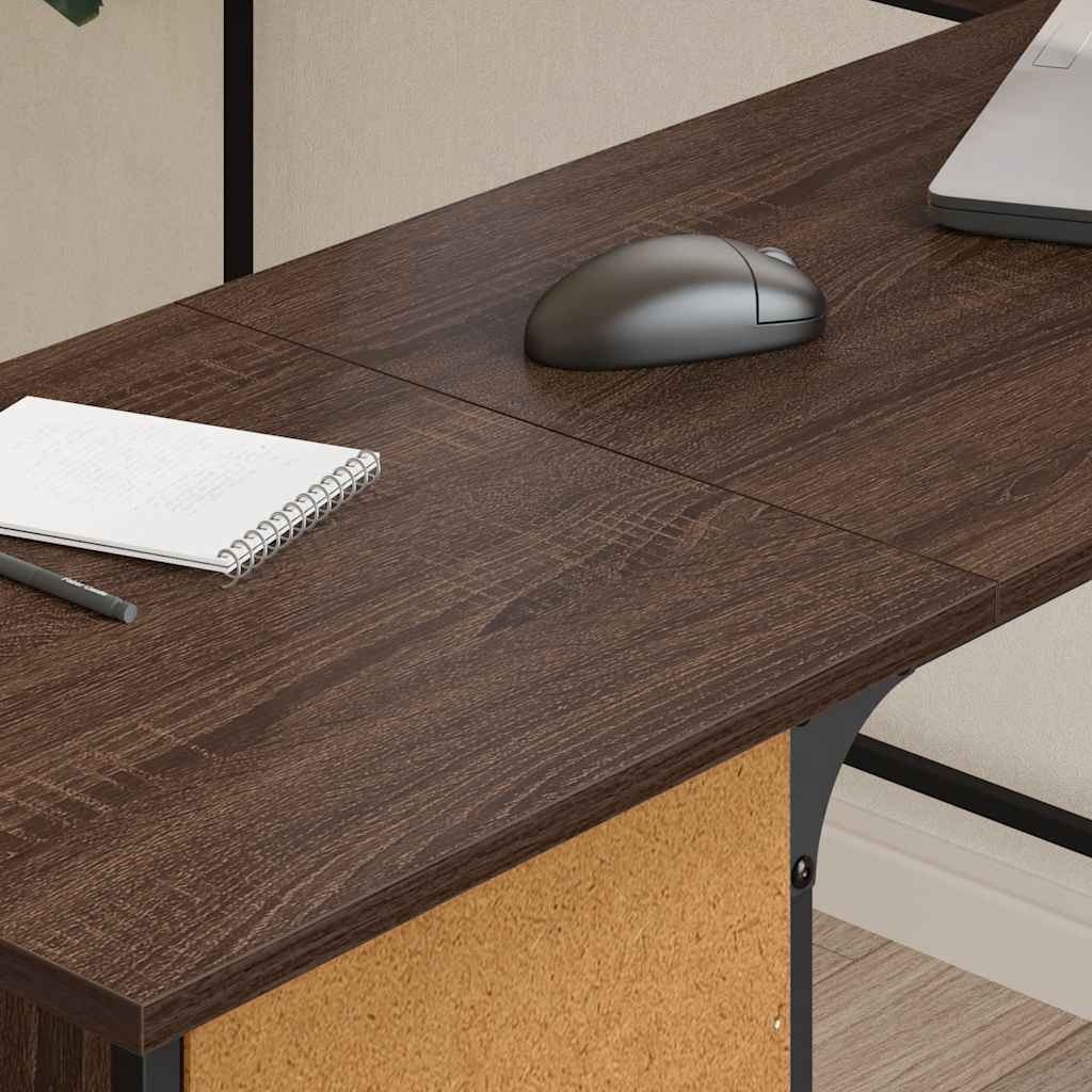Desk Brown Oak 141x141x75 cm Engineered Wood