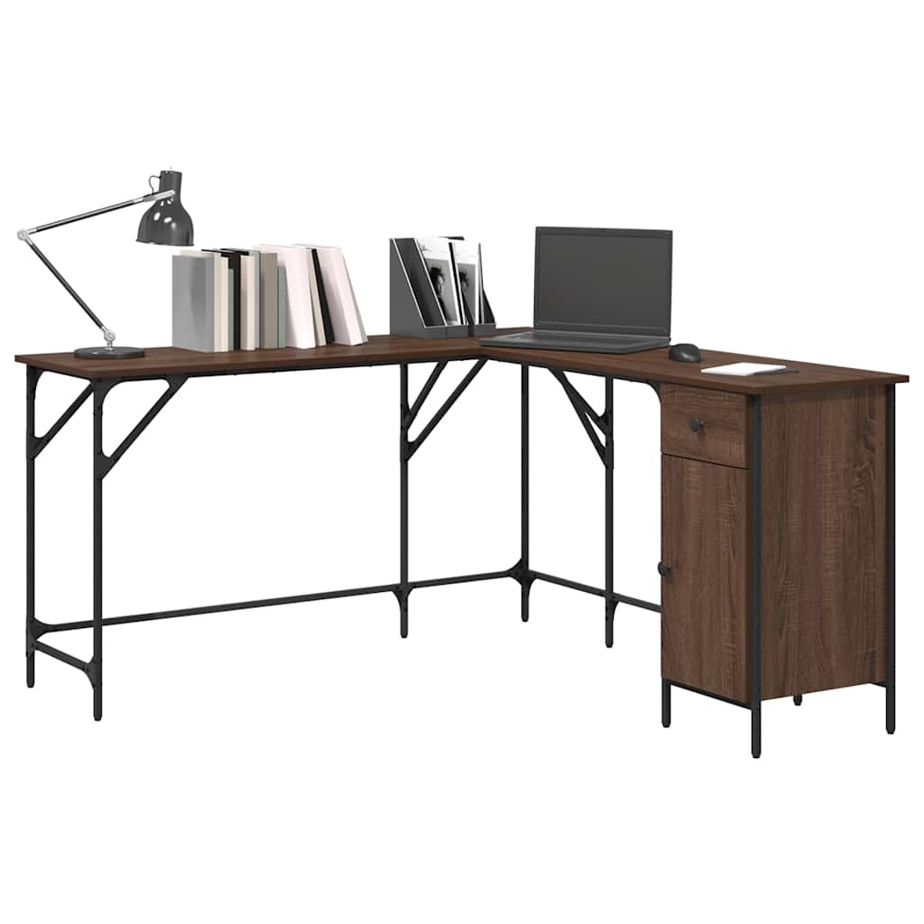 Desk Brown Oak 141x141x75 cm Engineered Wood