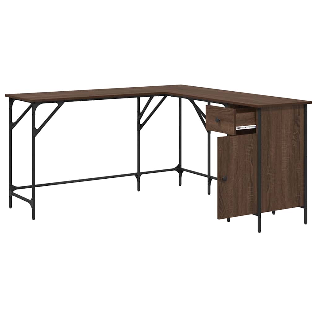 Desk Brown Oak 141x141x75 cm Engineered Wood