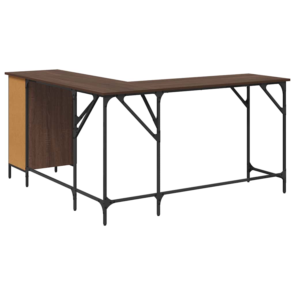 Desk Brown Oak 141x141x75 cm Engineered Wood