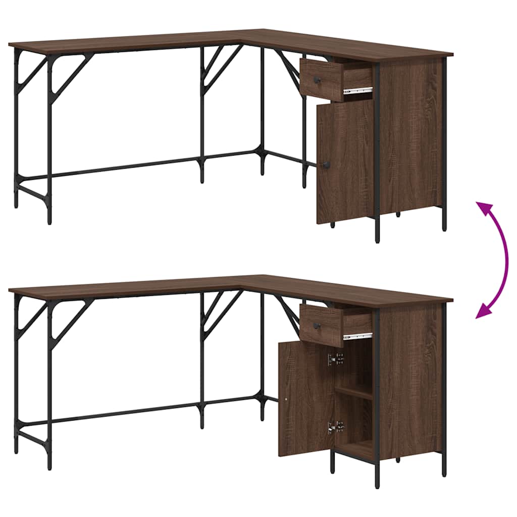 Desk Brown Oak 141x141x75 cm Engineered Wood